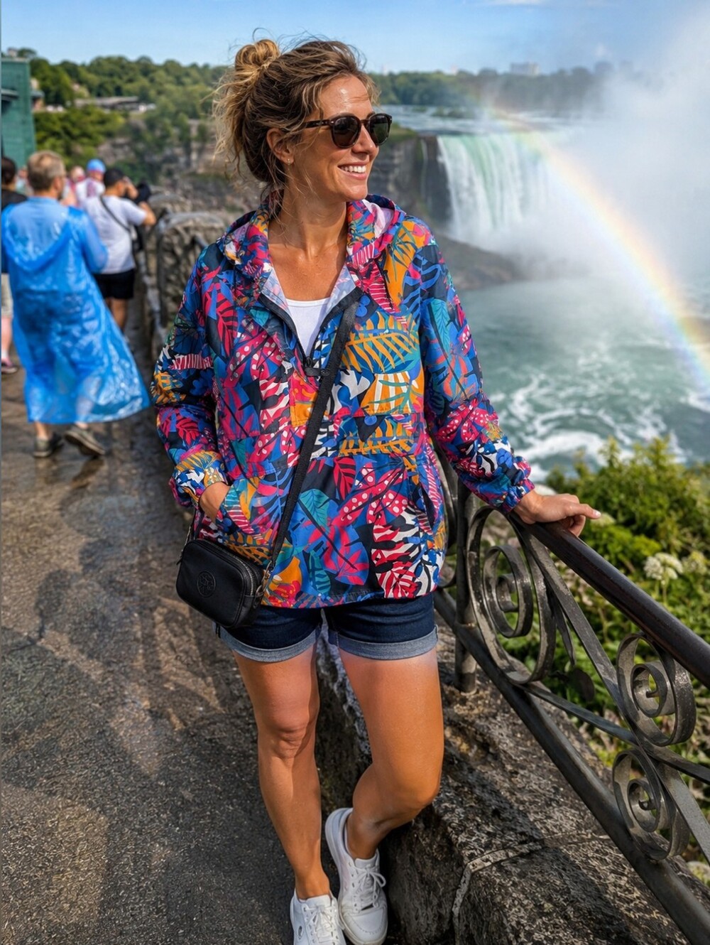 Lauren James Tropical Print Packable Anorak Rain Jacket Windbreaker Women's S